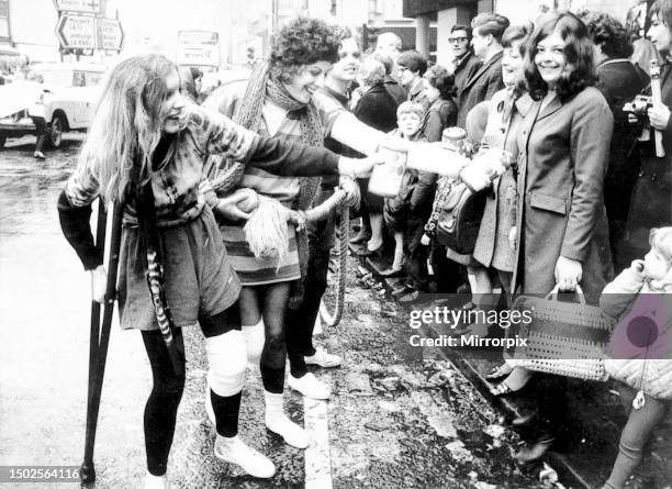 Newcastle University students taking part in the rag week procession. July 1970.