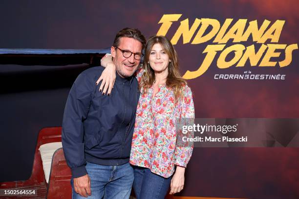 Benjamin Castaldi and his wife Aurore Aleman attend attends "Indiana Jones and the Dial of Destiny" Paris Premiere at Le Grand Rex on June 26, 2023...