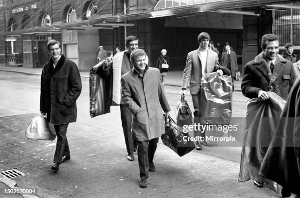 The destination is a little further afield than Skipton which shows on the Victoria Station directory board in pic, for these Leeds players. They...