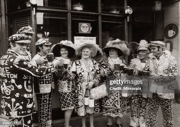 Pearly Kings and Queens celebrate Covent Gardens 300th birthday. 12th May 1970.