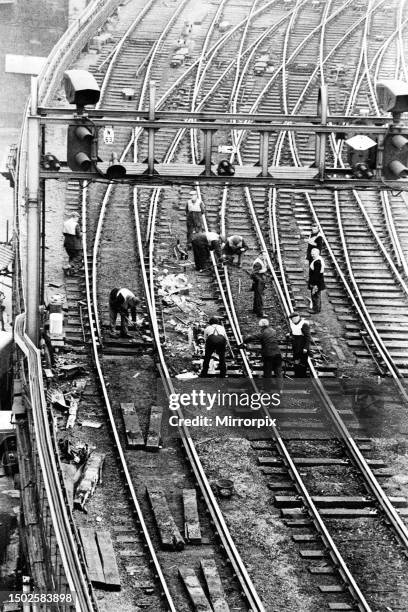 Two hundred people escaped today when two coaches of the crack train Talisman Edinburgh to London express, including the restaurant car, jack-knifed...