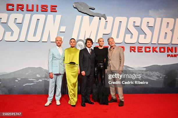 Simon Pegg, Hayley Atwell, Tom Cruise, Pom Klementieff and Christopher McQuarrie attend the Abu Dhabi Red Carpet and Premiere of “Mission: Impossible...