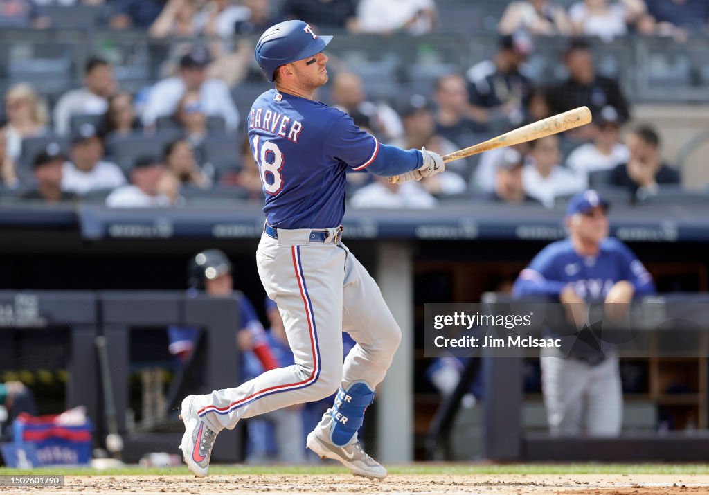 Yankees Rangers Rivalry Mitch Garver of the Texas Rangers in action against the New York ...