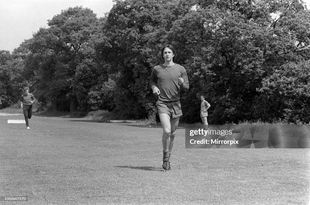 Johan Johan Cruyff, Ajax and Holland footballer training as Ajax prepare ...