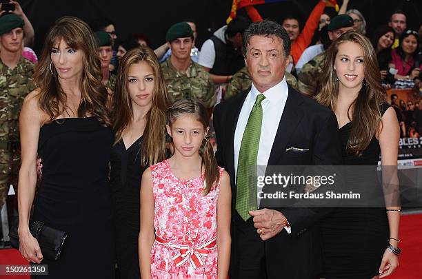 Sylvester Stallone , with his wife Jennifer Flavin and daughters Sophia Rose Stallone, Scarlet Rose Stallone and Sistine Rose Stallone attend the UK...