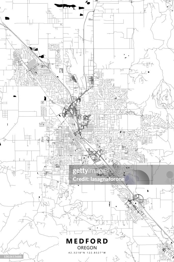 Medford, Oregon, USA Vector Map