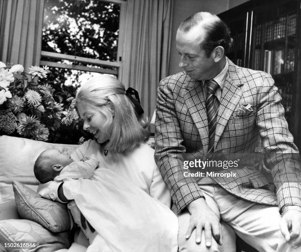 The Duke and Duchess of Kent pictured with their new baby Lord Nicholas Windsor, at Coppins, the day before Nicholas's christening. 10th September...