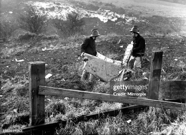 Vulcan bomber crashed at Wingate, County Durham, after a dramatic life-or-death dash across Northumberland as its crew members baled out one by one,...