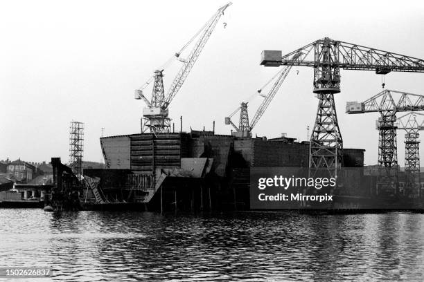 Ships hull being built by Swan Hunter in Wallsend. 27th September 1970.