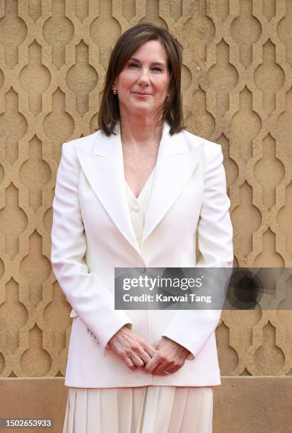 Producer Kathleen Kennedy attends the "Indiana Jones And The Dial Of Destiny" UK Premiere at Cineworld Leicester Square on June 26, 2023 in London,...