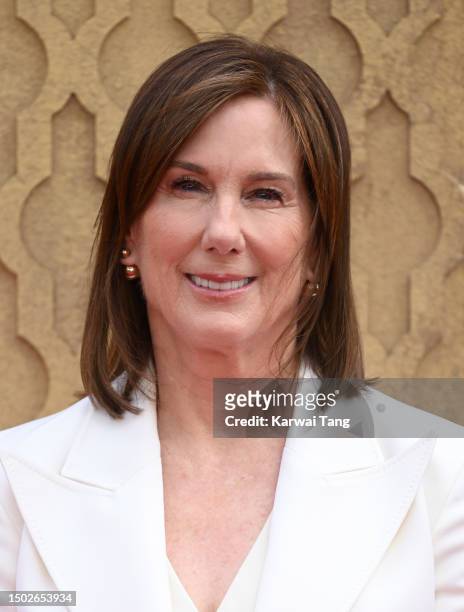 Producer Kathleen Kennedy attends the "Indiana Jones And The Dial Of Destiny" UK Premiere at Cineworld Leicester Square on June 26, 2023 in London,...