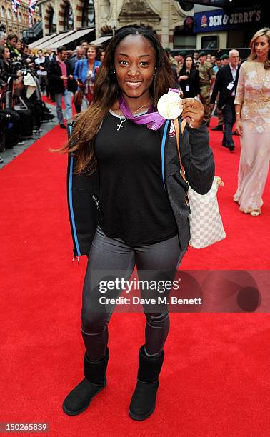 Olympic Gold Medalist Bianca Knight attends the UK Film Premiere of 'The Expendables 2' at Empire Leicester Square on August 13, 2012 in London,...