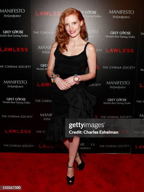 Actress Jessica Chastain attends The Cinema Society & Manifesto Yves Saint Laurent screening of The Weinstein Company's "Lawless" at The Paley Center...
