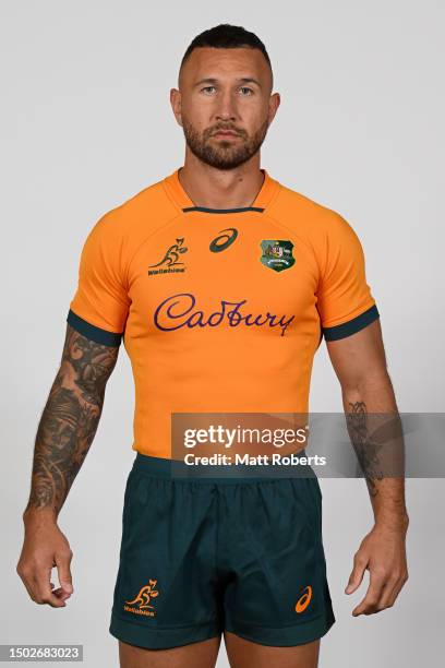 Quade Cooper during a Wallabies Rugby Championship Headshots Session at Sanctuary Cove on June 26, 2023 in Gold Coast, Australia.