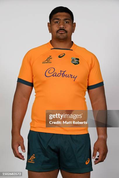 William Skelton during a Wallabies Rugby Championship Headshots Session at Sanctuary Cove on June 26, 2023 in Gold Coast, Australia.