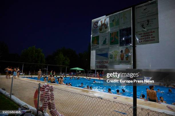 Detail of the regulations of the municipal swimming pool of Gines, on June 26, 2023 in Seville . The City Council of Gines has opened this Monday...