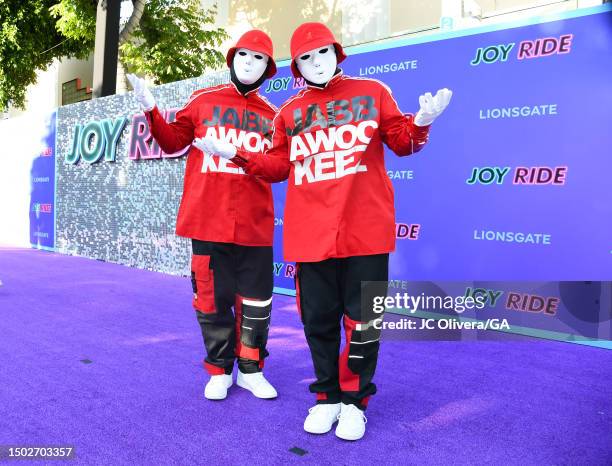 Jabbawockeez attend the premiere of Lionsgate's "Joy Ride" at Westwood Regency Village Theater on June 26, 2023 in Los Angeles, California.