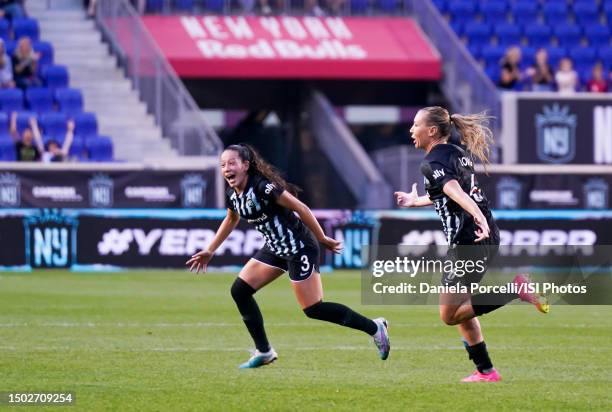 Allie Long of Gotham FC celebrates after scoring her team's second goal during a game between NJ/NY Gotham City FC and Chicago Red Stars at Red Bull...