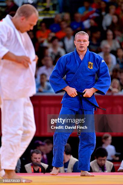 Dimitri Peters of Germany defeated the experienced Henk Grol of Holland by a wazari to reach the semi-final during Day 6 u100kgs Men's category at...