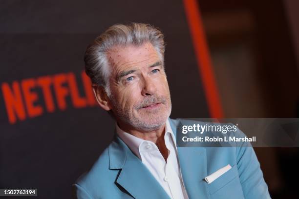 Pierce Brosnan attends the Los Angeles premiere of Netflix's "The Out-Laws" at Regal LA Live on June 26, 2023 in Los Angeles, California.