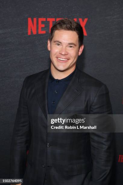 Adam Devine attends the Los Angeles premiere of Netflix's "The Out-Laws" at Regal LA Live on June 26, 2023 in Los Angeles, California.