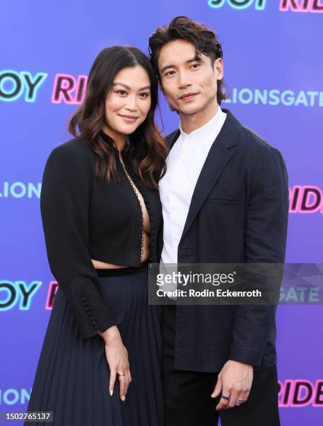 Dianne Doan and Manny Jacinto attend the Los Angeles premiere of Lionsgate's "Joy Ride" at Westwood Regency Village Theater on June 26, 2023 in Los...