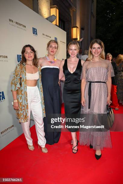 Amelie Hennig, Stella Goritzki, Martina Gierlich and Leonie Brill attend the Ufa Reception during the Munich Film Festival 2023 at Park Cafe on June...