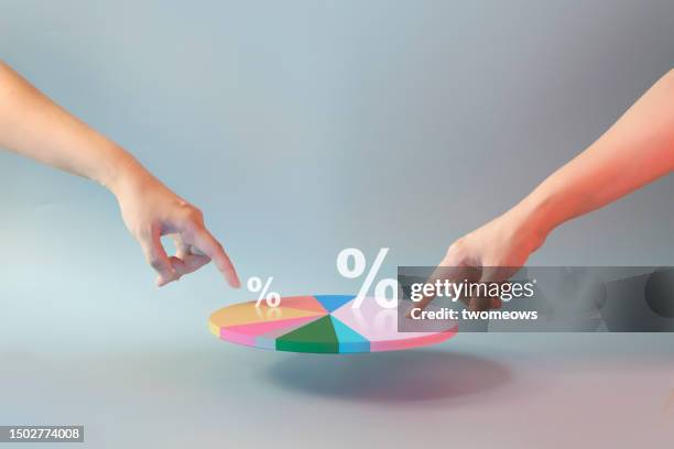 business market share success or competition conceptual image. stock photo. - 50 percent stock-fotos und bilder