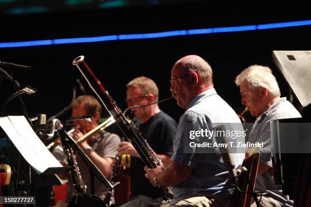 Bassoon player performs as Andre Ridder conducts the London Sinfonietta Academy Ensemble playing works by Xenakis, Jonathan Harvey, Louis Andriessen...