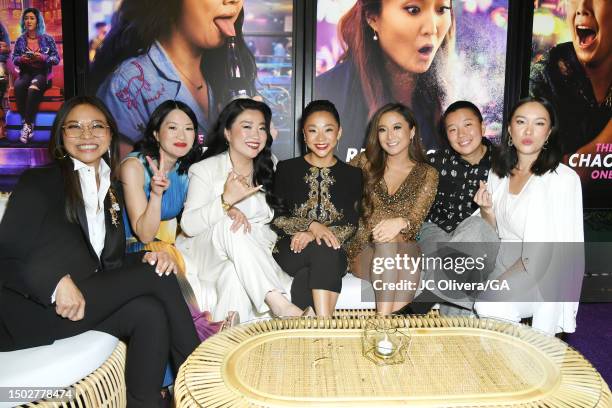 Adele Lim, Cherry Chevapravatdumrong, Sherry Cola, Stephanie Hsu, Ashley Park, Sabrina Wu and Teresa Hsiao attend the Los Angeles Premiere Of...