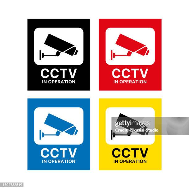security camera icon, 24 hours cctv, video surveillance symbol. - outdoor security camera stock illustrations
