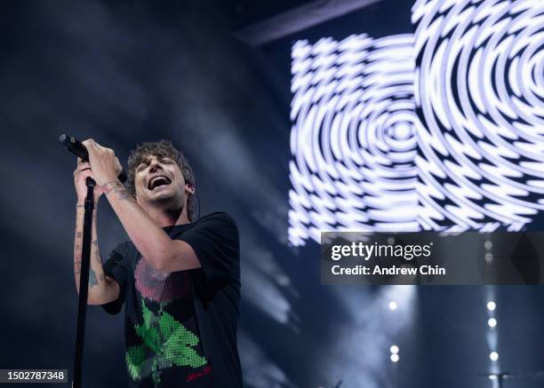 English singer-songwriter Louis Tomlinson performs on stage during his 'Faith In The Future World Tour' at Doug Mitchell Thunderbird Sports Centre on...