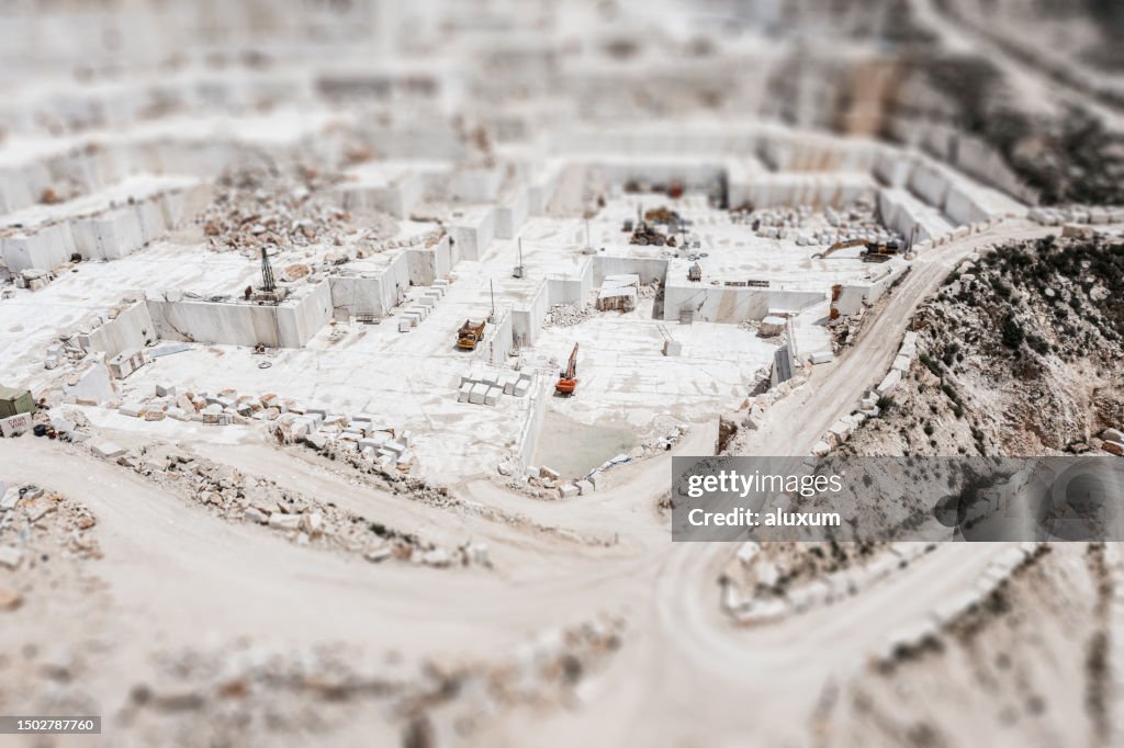 Marble quarries in Custonaci Trapany Sicily Italy Aerial view