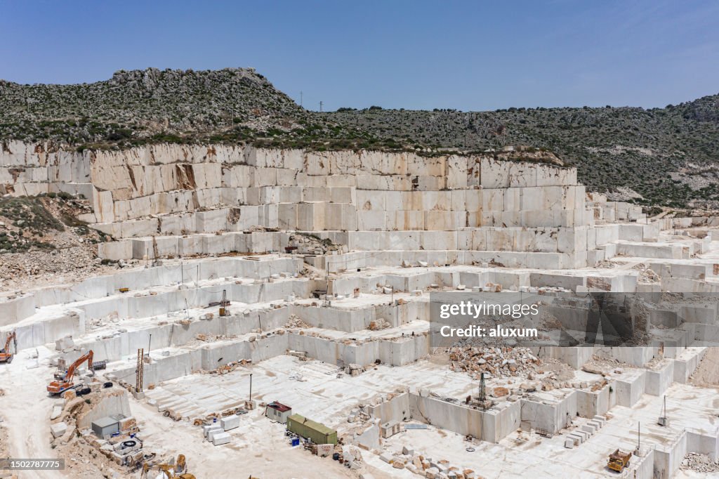 Marble quarries in Custonaci Trapany Sicily Italy Aerial view