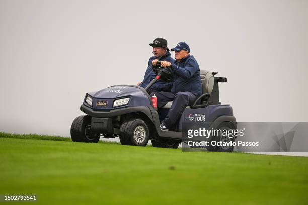 World Tour referee Simon Higginbottom and DP World Tour referee Gary Butler during the pro - am prior to the Made in HimmerLand at Himmerland Golf &...