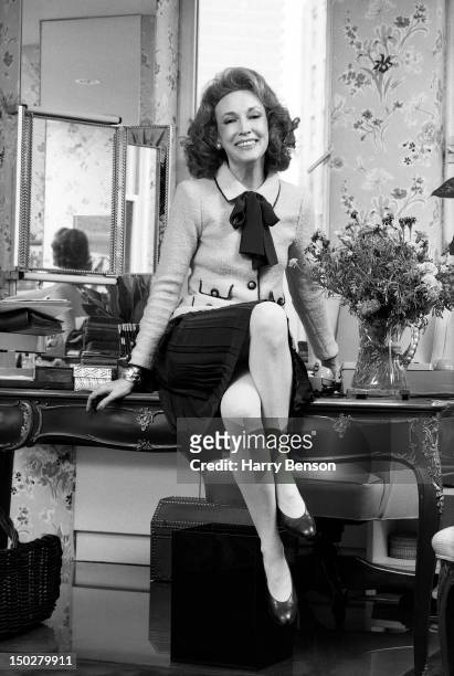 Publisher and author Helen Gurley Brown photographed in her office at Cosmopolitan Magazine in 1982 in New York City.