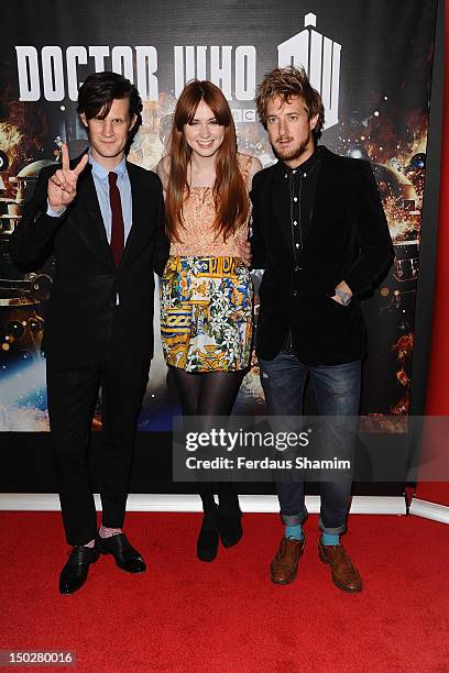 Matt Smith, Karen Gillian and Arthur Darvill attend preview screening of the first episode of the new series of Dr Who at BFI Southbank on August 14,...