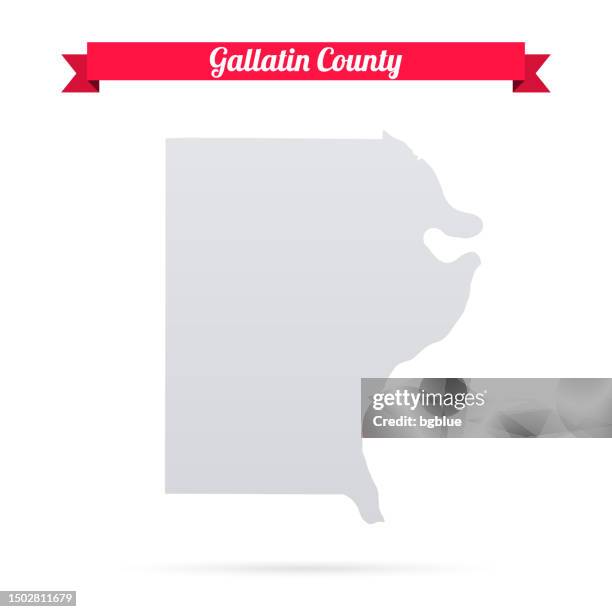 gallatin county, illinois. map on white background with red banner - shawneetown stock illustrations