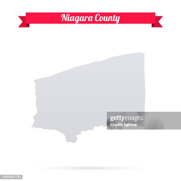 niagara county, new york. map on white background with red banner - niagara falls stock illustrations