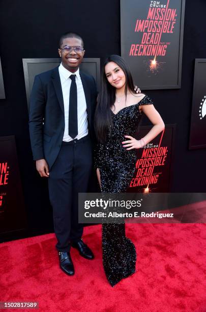 Isaiah Crews and Hawaii Mclaughlin attend a Young Hollywood Screening of "Mission: Impossible - Dead Reckoning Part One" presented by Paramount...