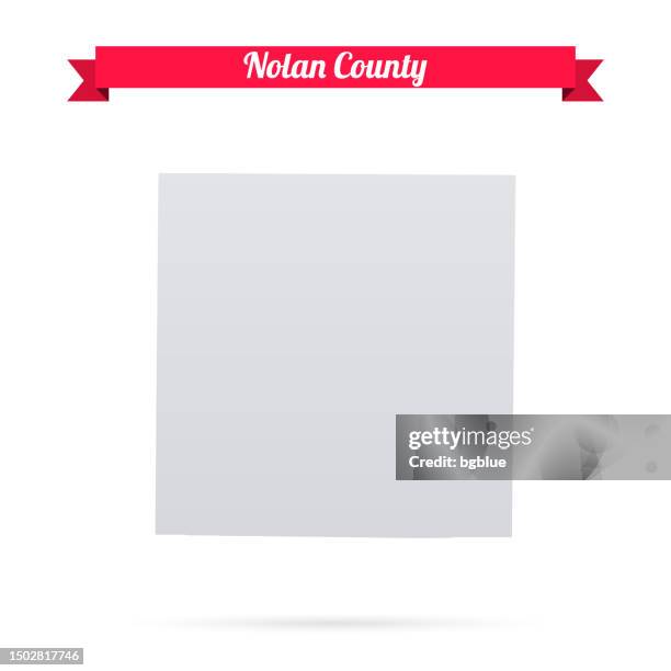 Nolan County Texas Karte Auf Weiem Hintergrund Mit Rotem Banner, Stock-Foto
