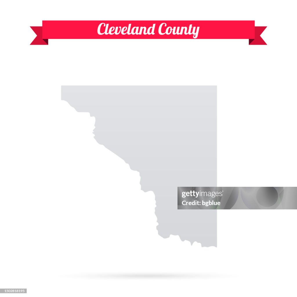 Cleveland County, Oklahoma. Map on white background with red banner