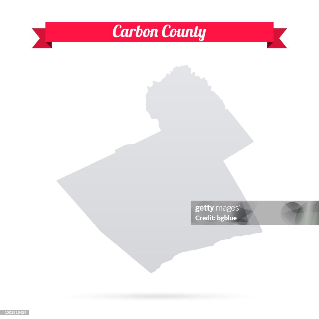 Carbon County, Pennsylvania. Map on white background with red banner
