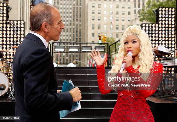 Matt Lauer and Nicki Minaj appear on NBC News' "Today" show --