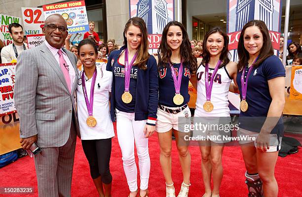 Al Roker, Gabby Douglas, Mckayla Maroney, Aly Raisman, Kyla Ross and Jordyn Wieber appear on NBC News' "Today" show --