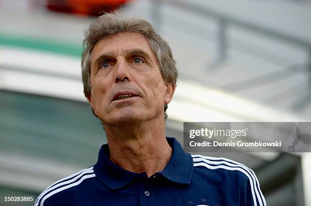 Head coach Rainer Adrion of Germany looks on prior to the Under 21 international friendly match between Germany and Argentina at...