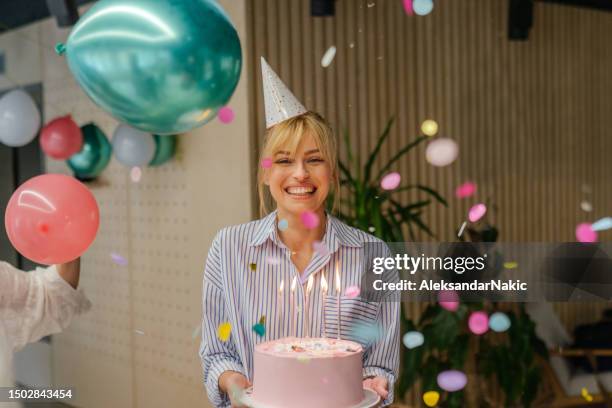 birthday girl - balloon woman party stock pictures, royalty-free photos & images