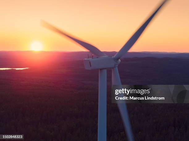 close up of a wind turbine at sunset - dalarna bildbanksfoton och bilder
