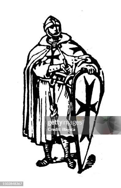 antique image from british magazine: knight - knights templar stock illustrations