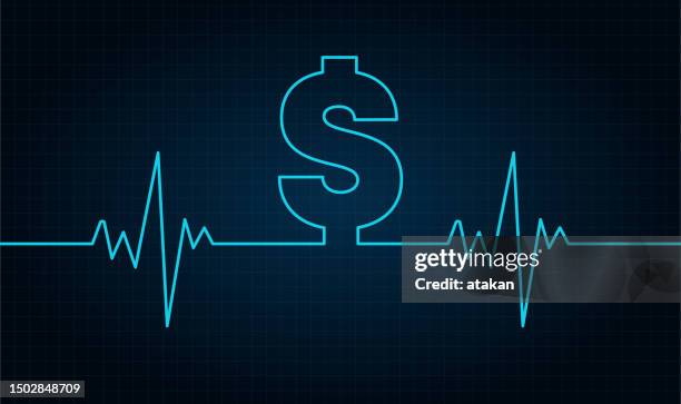 ilustraciones, imágenes clip art, dibujos animados e iconos de stock de pulso y signo de dólar - símbolo monetario